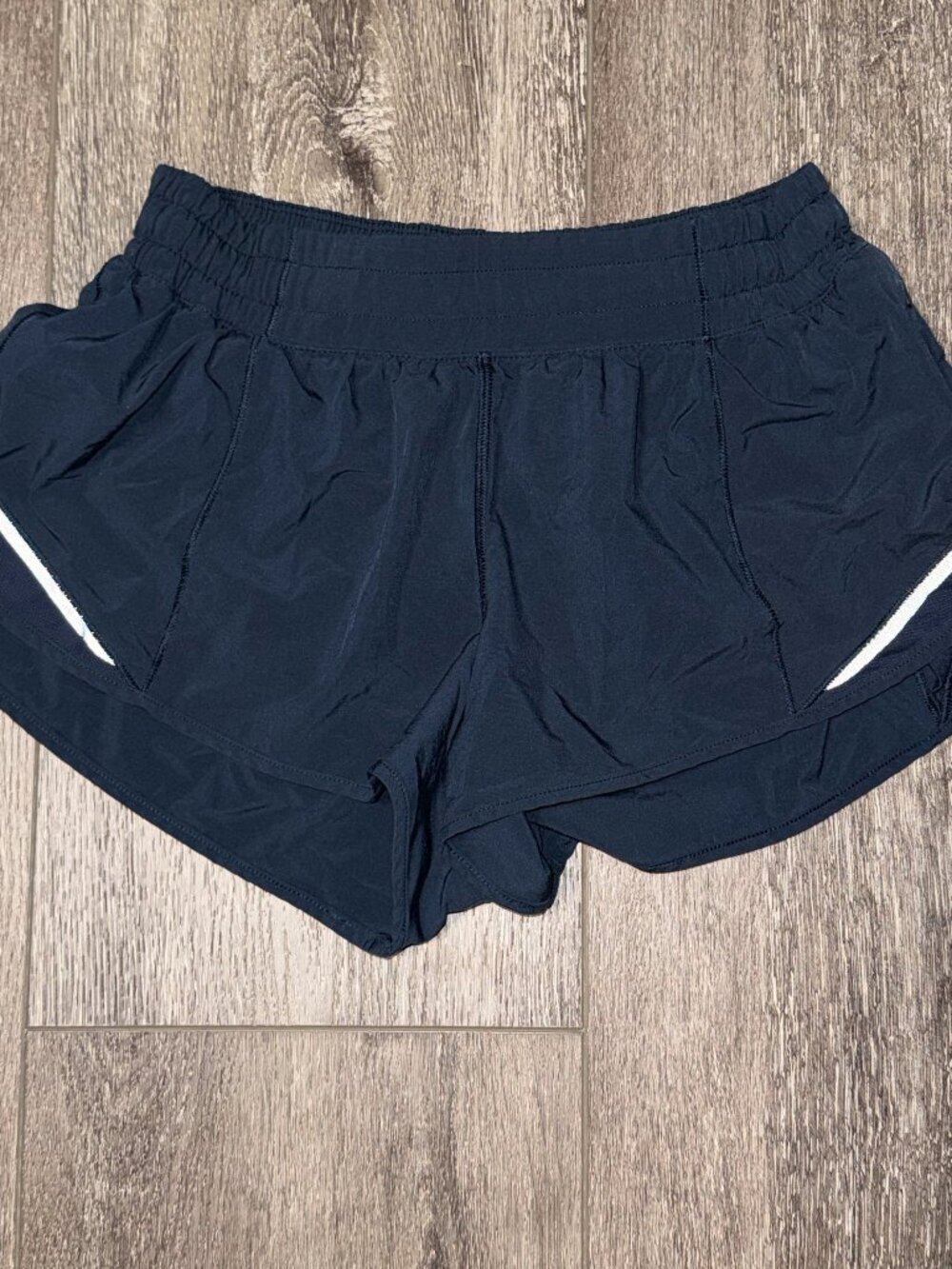 Lululemon Womens Navy Blue Running Shorts Zip Pocket Lined Athletic XS